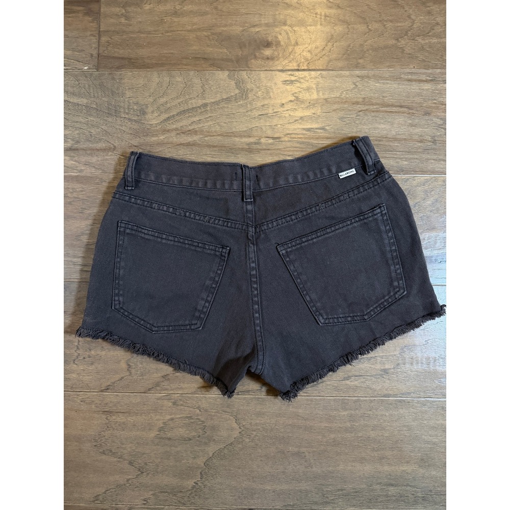 Billabong Distressed Frayed Denim Shorts Faded Black High Rise Cut Offs Size 27 - Picture 3 of 5